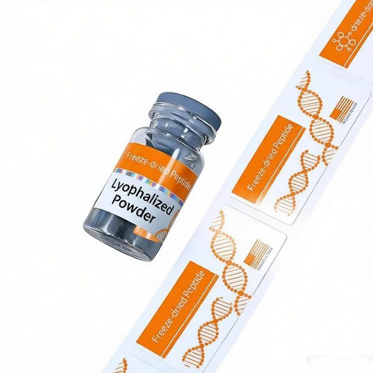 Orange Graphic Vial Labels: custom label design reference P12