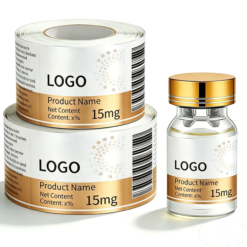 Ivory & Gold Vial Labels: custom label design reference P16